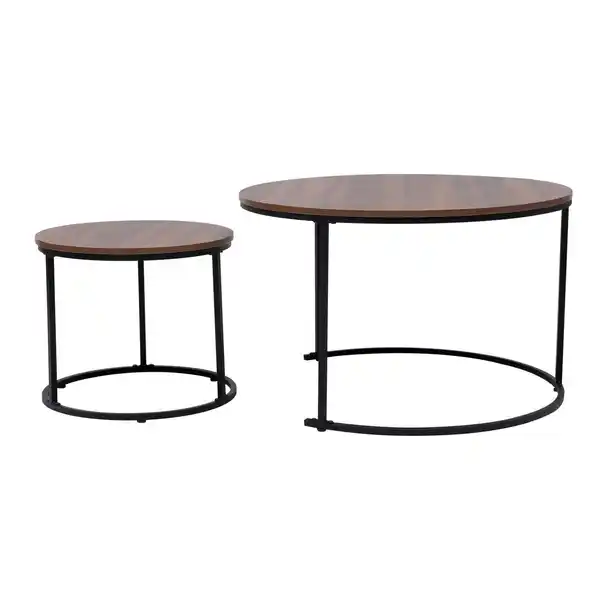 Bild 2 von 2-tlg. Kaffeetisch, ca. 80.0 x 80.0 x 48.0 cm // 48.0 x 48.0 x 42.0 cm - Braun