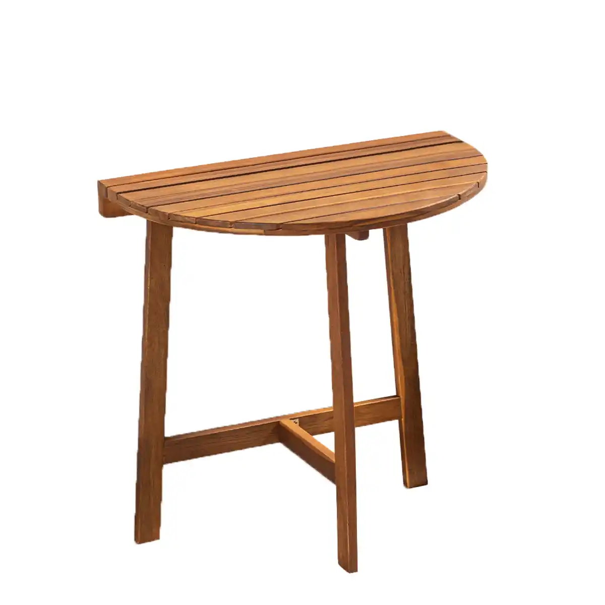 Bild 1 von klappbarer Beistelltisch halbrund aus Akazienholz 60 x 34,5 x 71 cm