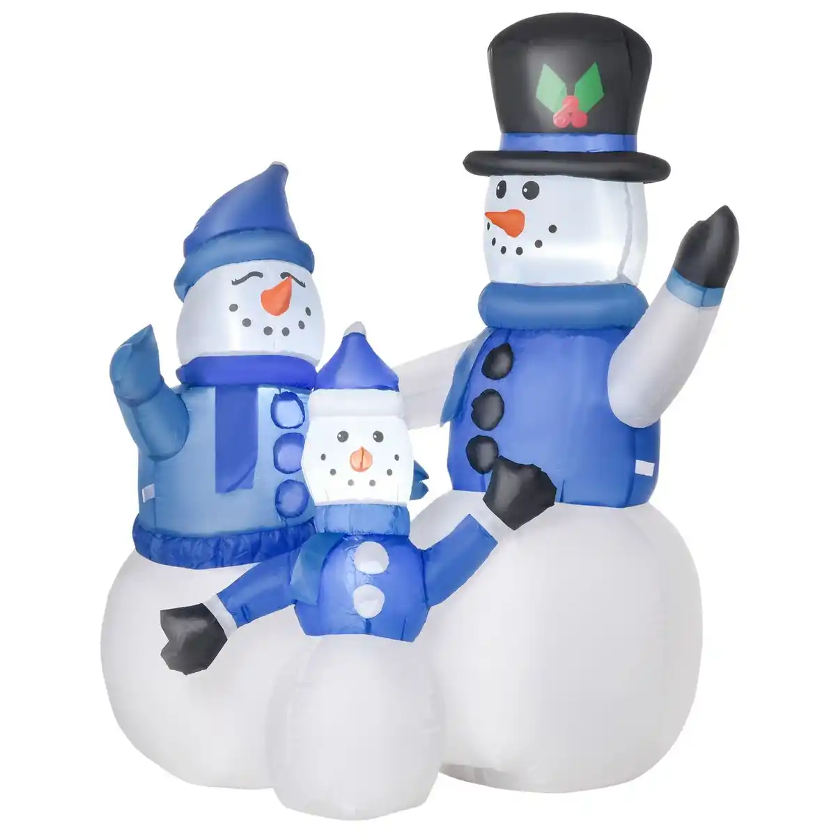 Bild 1 von Schneemann Familie Selbstaufblasbare Dekoration LED mit Gebläse Blau L100 x B55 x H120 cm