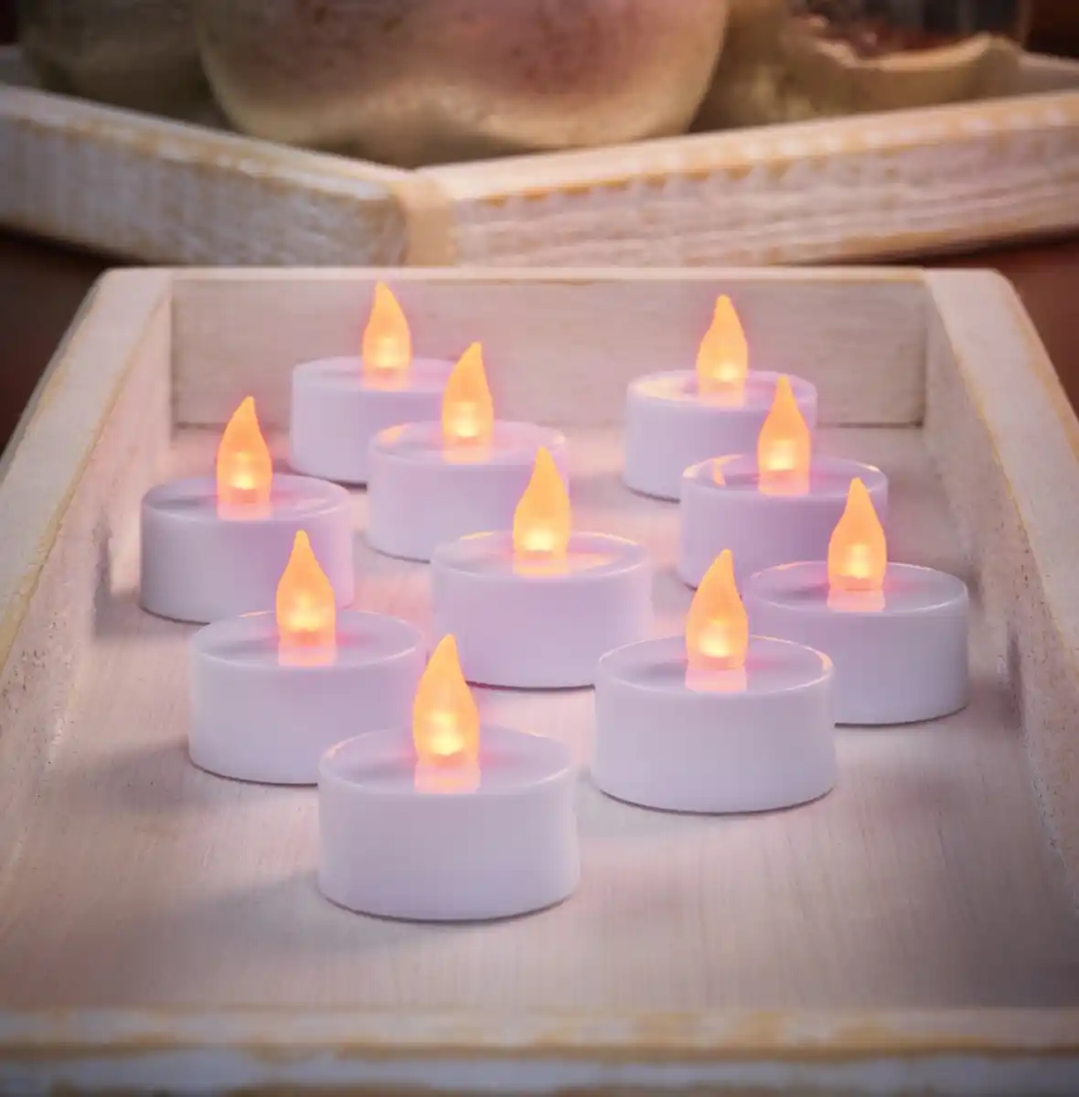 Bild 2 von LED Teelichter, 10er - Bernsteinfarben