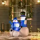 Bild 2 von Schneemann Familie Selbstaufblasbare Dekoration LED mit Gebläse Blau L100 x B55 x H120 cm