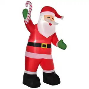 Aufblasbarer Weihnachtsmann mit Zuckerstange 243 cm LED mit Gebläse Weiß+Rot+Grün 160 x 85 x 243 cm