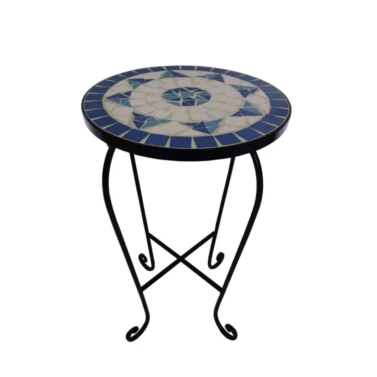Bild 2 von 2er Beistelltisch rund Stahl blau & weiß Ø 34 x 62 cm