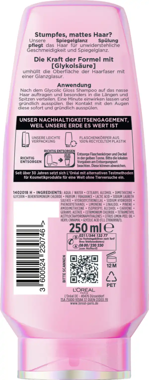 Bild 2 von L’Oréal Paris Elvital Glycolic Gloss Spiegelglanz Spülung, 250 ml