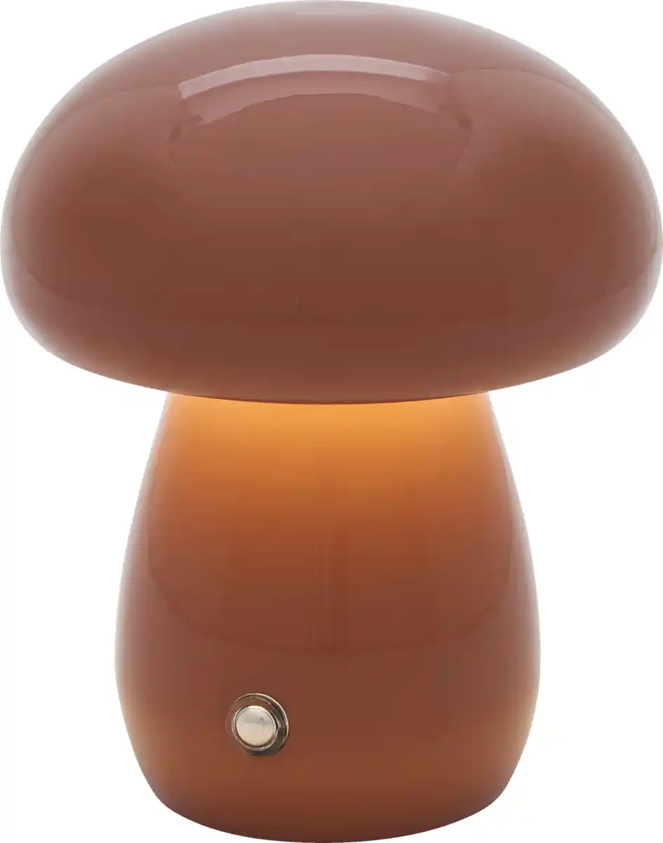 Bild 1 von IDEENWELT Akku-Pilzleuchte ca. 13 cm hoch rostbraun
