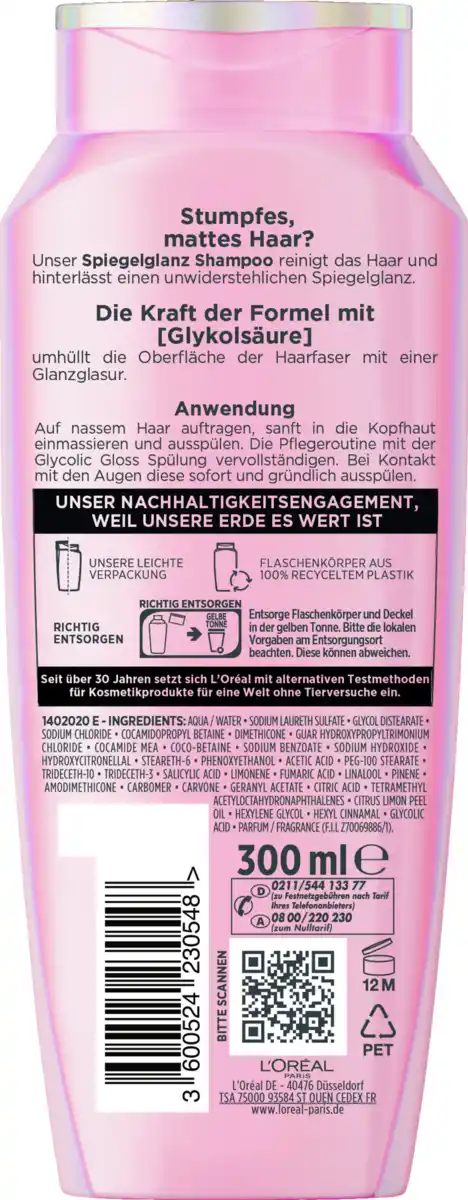 Bild 2 von L’Oréal Paris Elvital Glycolic Gloss Spiegelglanz Shampoo, 300 ml