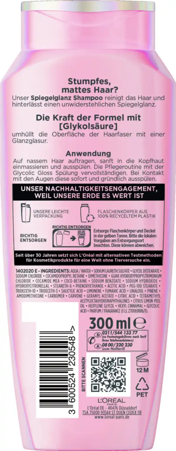 Bild 2 von L’Oréal Paris Elvital Glycolic Gloss Spiegelglanz Shampoo, 300 ml