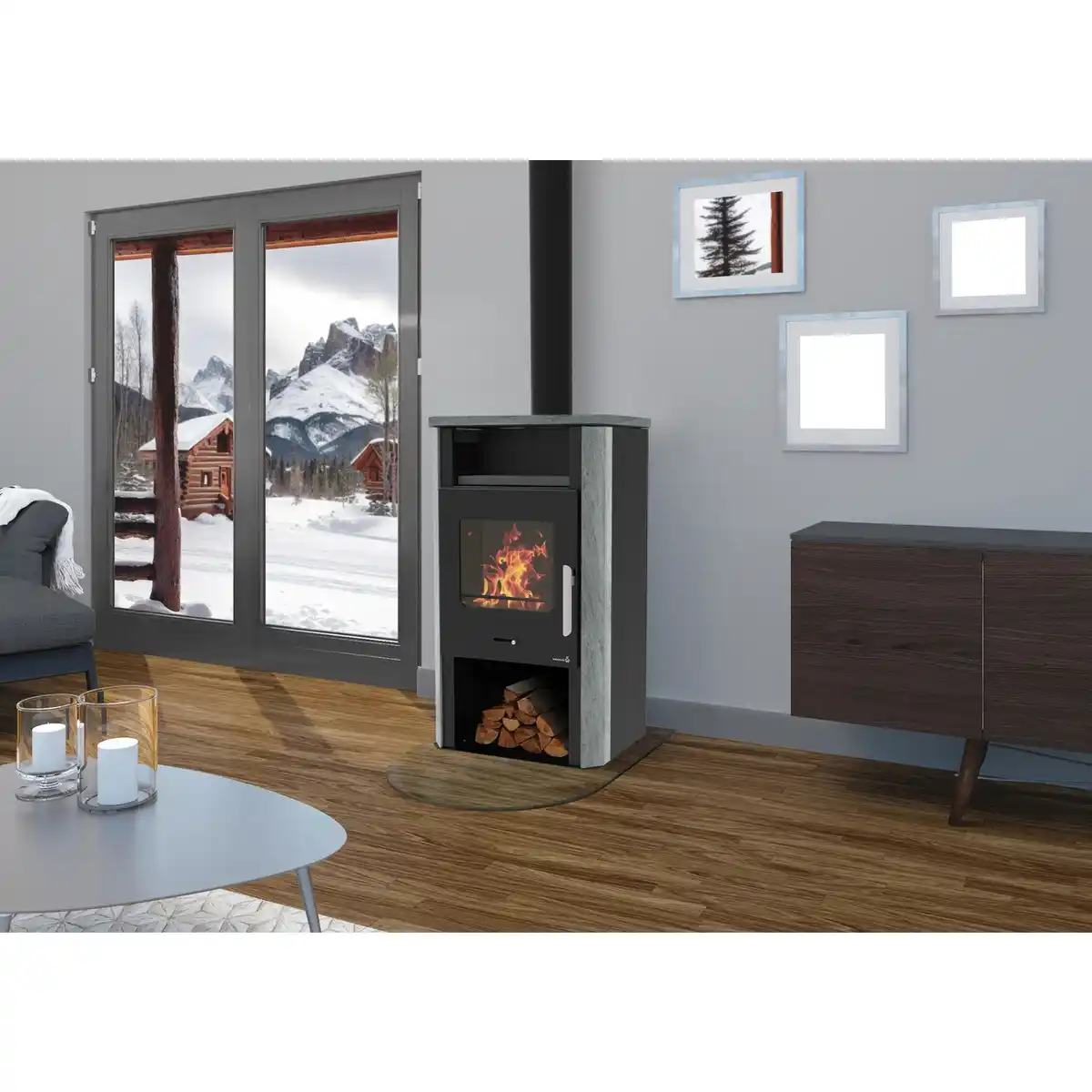 Bild 2 von WAMSLER Kaminofen »Cube«, Naturstein, 6 kW, Dauerbrand geeignet