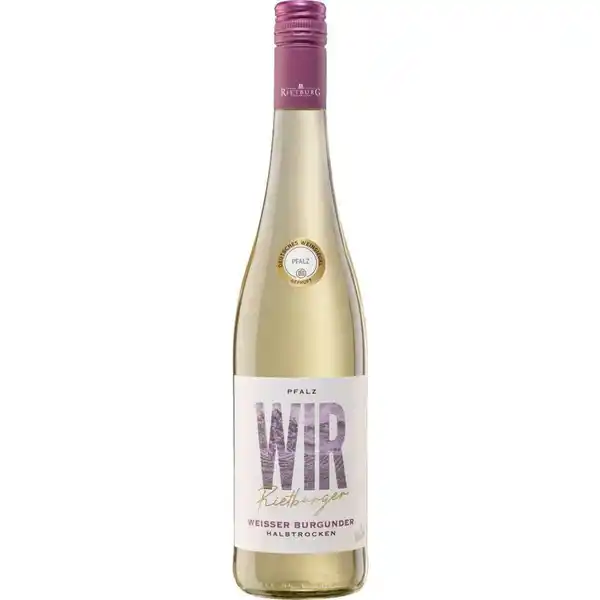 Bild 1 von Wir Rietburger Weißwein Pfalz Weißer Burgunder QbA halbtrocken 0,75 l