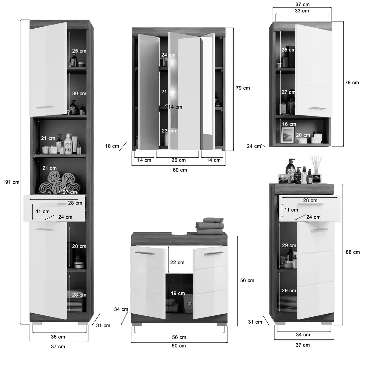 Bild 3 von Badmöbel-Set »Scout«, 5-teilig