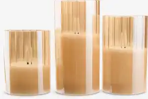 LED-Kerze GLAM weiß/gold 3Stk/Pck