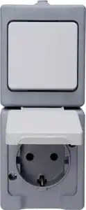 Kopp Steckdose-Wechselschalter Standard grau 130148003