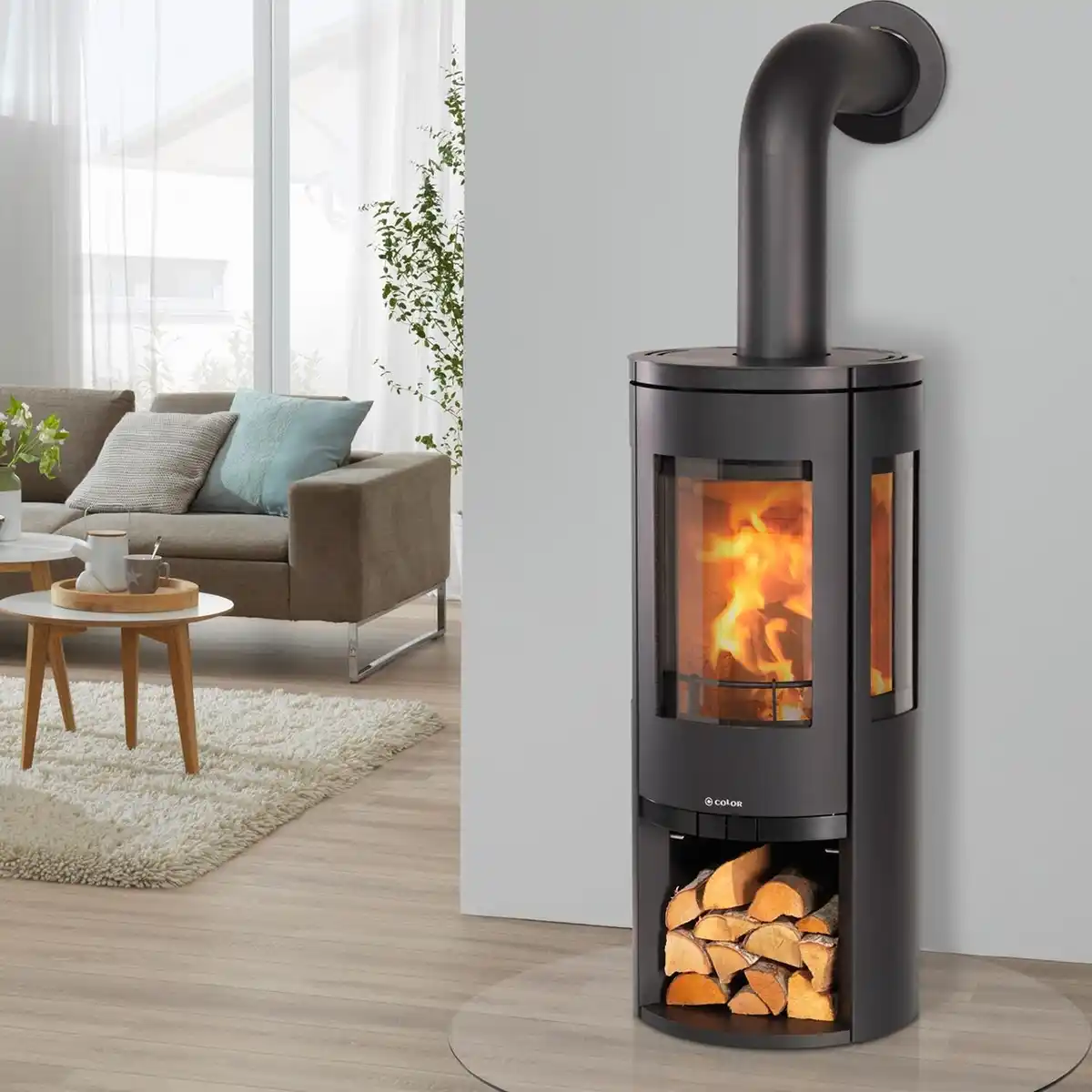 Bild 2 von COLOR EMAJL Kaminofen »Glasgow«, schwarz, Stahl, 6,4 kW, Dauerbrand geeignet