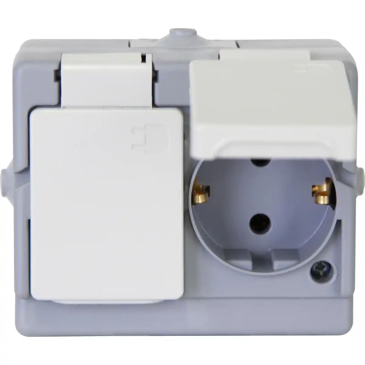 Bild 1 von Kopp 2-fach Schutzkontakt-Steckdose Standard Aufputz grau 130248006