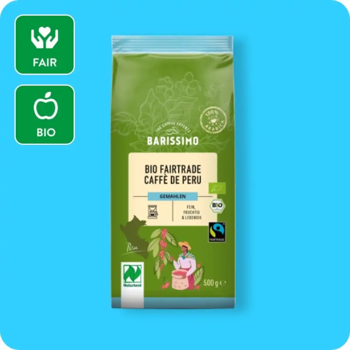 Bild 1 von BARISSIMO Bio-Fairtrade-Kaffee, Gemahlen oder Ganze Bohne
