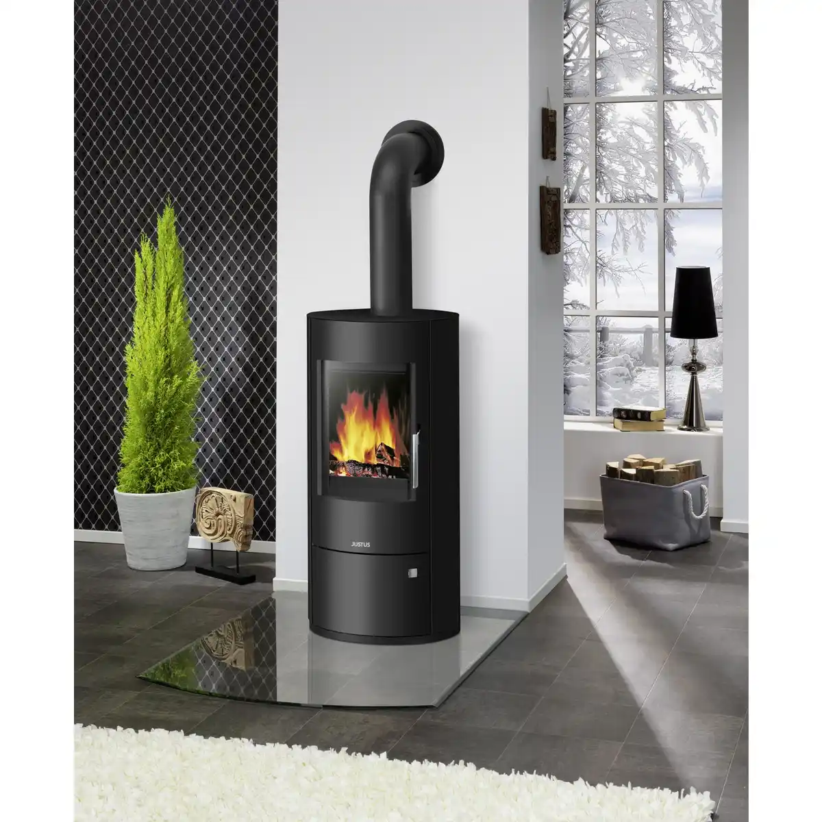 Bild 2 von JUSTUS Kaminofen »Austin 7«, schwarz, Stahl, 7 kW