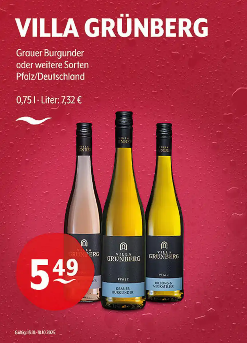 Bild 1 von VILLA GRÜNBERG Grauer Burgunder oder weitere Sorten Pfalz/Deutschland