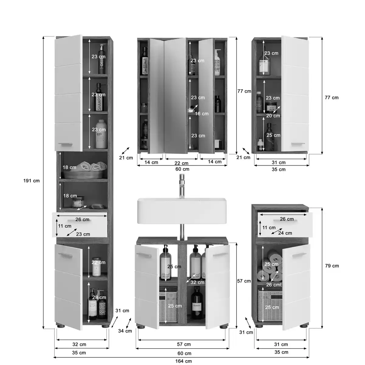 Bild 2 von Badmöbel-Set »Blake«, 5-teilig