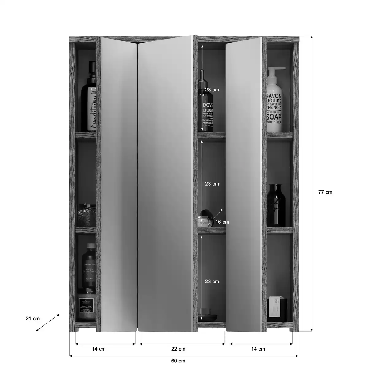 Bild 3 von Spiegelschrank »Blake«, BxHxT: 64 x 77 x 21 cm, beleuchtet