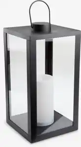 Laterne GEFJON B20×L20×H40cm schwarz m/LED und Timer