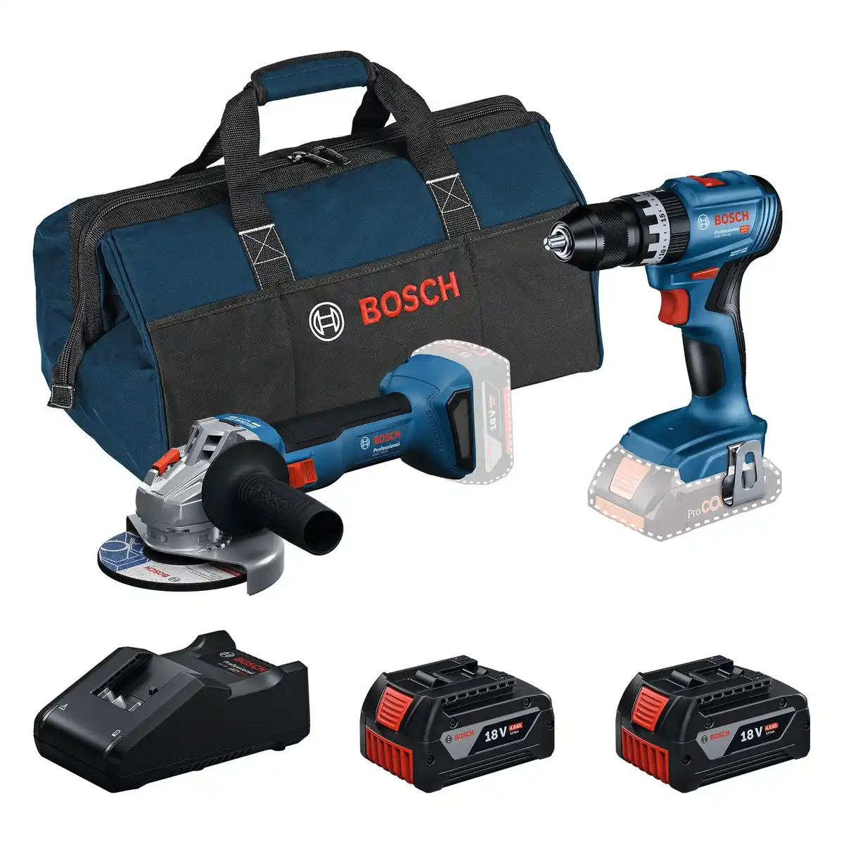 Bild 1 von BOSCH PROFESSIONAL Akku-Werkzeug-Set »GSB 18V-45 + GWS 18V-8«, inkl. 2 Akkus und Ladegerät, 18V