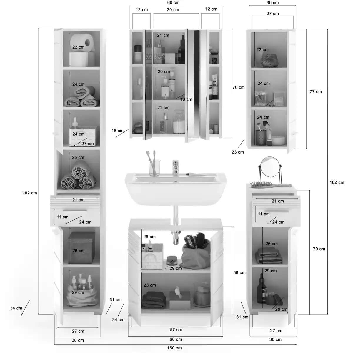 Bild 2 von Badmöbel-Set »Linus«, 5-teilig