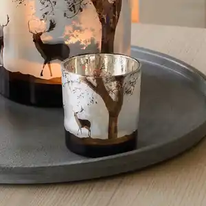 Kerzenglas mit Hirsch-Motiv