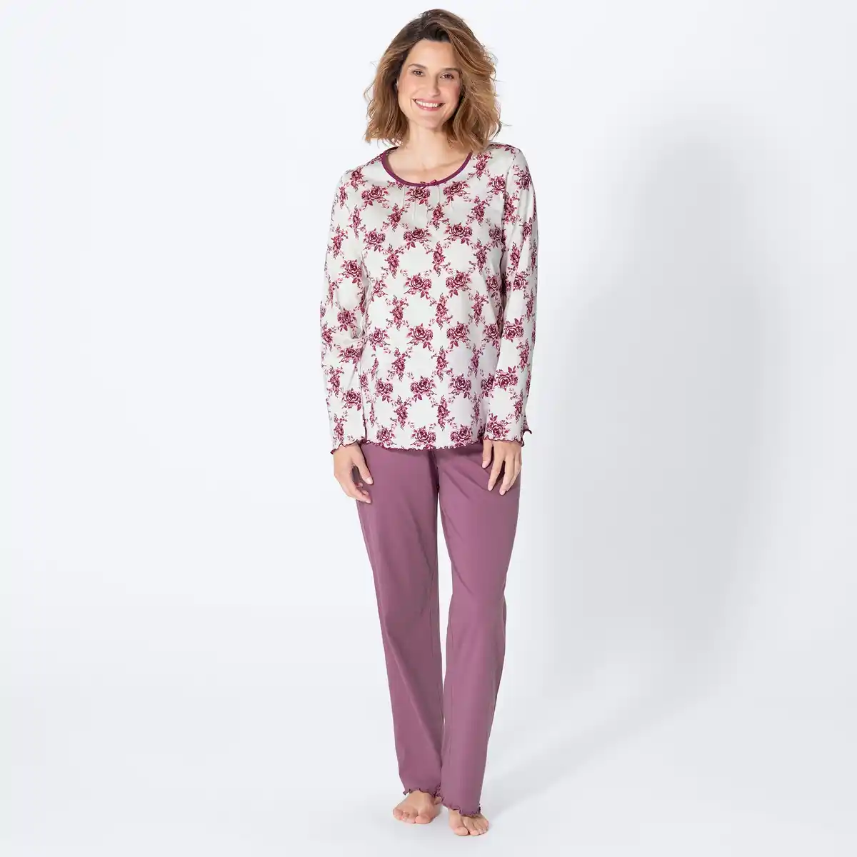 Bild 1 von Damen-Schlafanzug mit Rosenrautenprint, 2-teilig