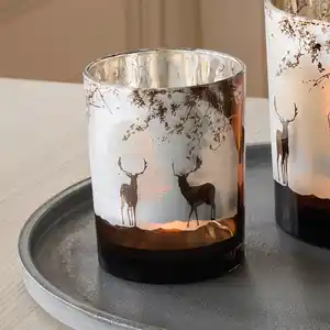 Kerzenglas mit Hirsch-Motiv
