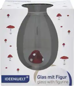 IDEENWELT Glas mit Figur Fliegenpilz
