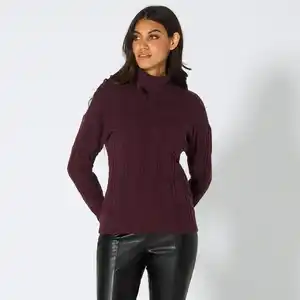 Damen-Pullover mit Zopfstrickmuster