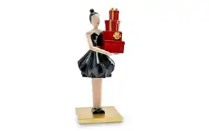 Deko-Figur Frau mit Geschenken, schwarz/rot, 26 cm
