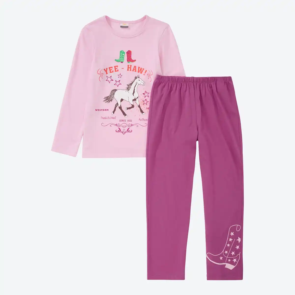 Bild 1 von Kinder-Mädchen-Schlafanzug mit Pferde-Aufdruck, 2-teilig