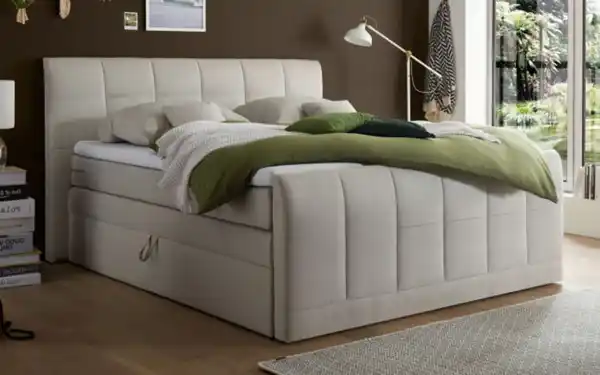 Bild 1 von Livin - Boxspringbett Girona, creme,160 x 200 cm, mit Tonnentaschenfederkern-Matratzen