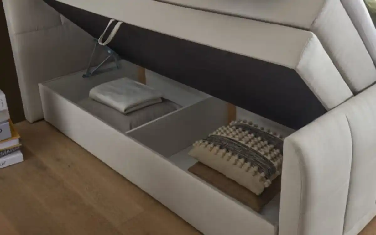 Bild 4 von Livin - Boxspringbett Girona, creme, 180 x 200 cm, mit Tonnentaschenfederkern-Matratzen