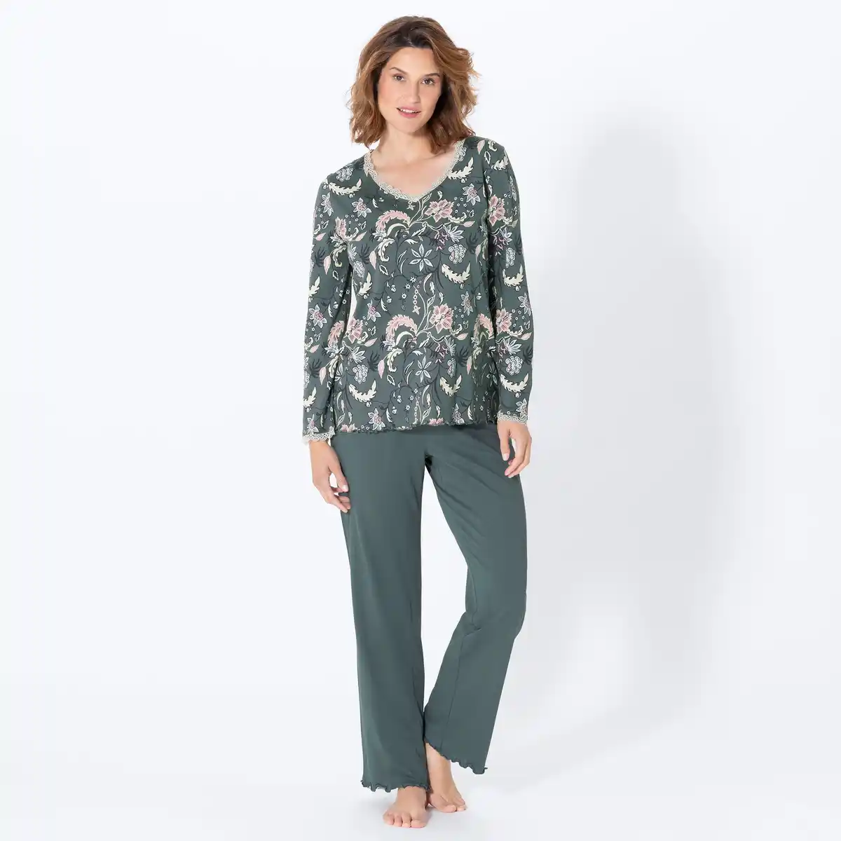 Bild 1 von Damen-Schlafanzug mit V-Ausschnitt, 2-teilig