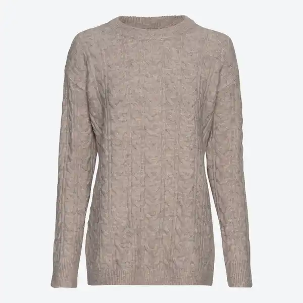 Bild 1 von Damen-Zopfstrick-Pullover mit Rundhalsausschnitt