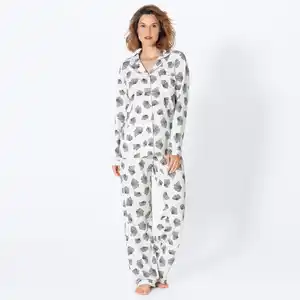 Damen-Schlafanzug mit Ginkgo-Print, 2-teilig