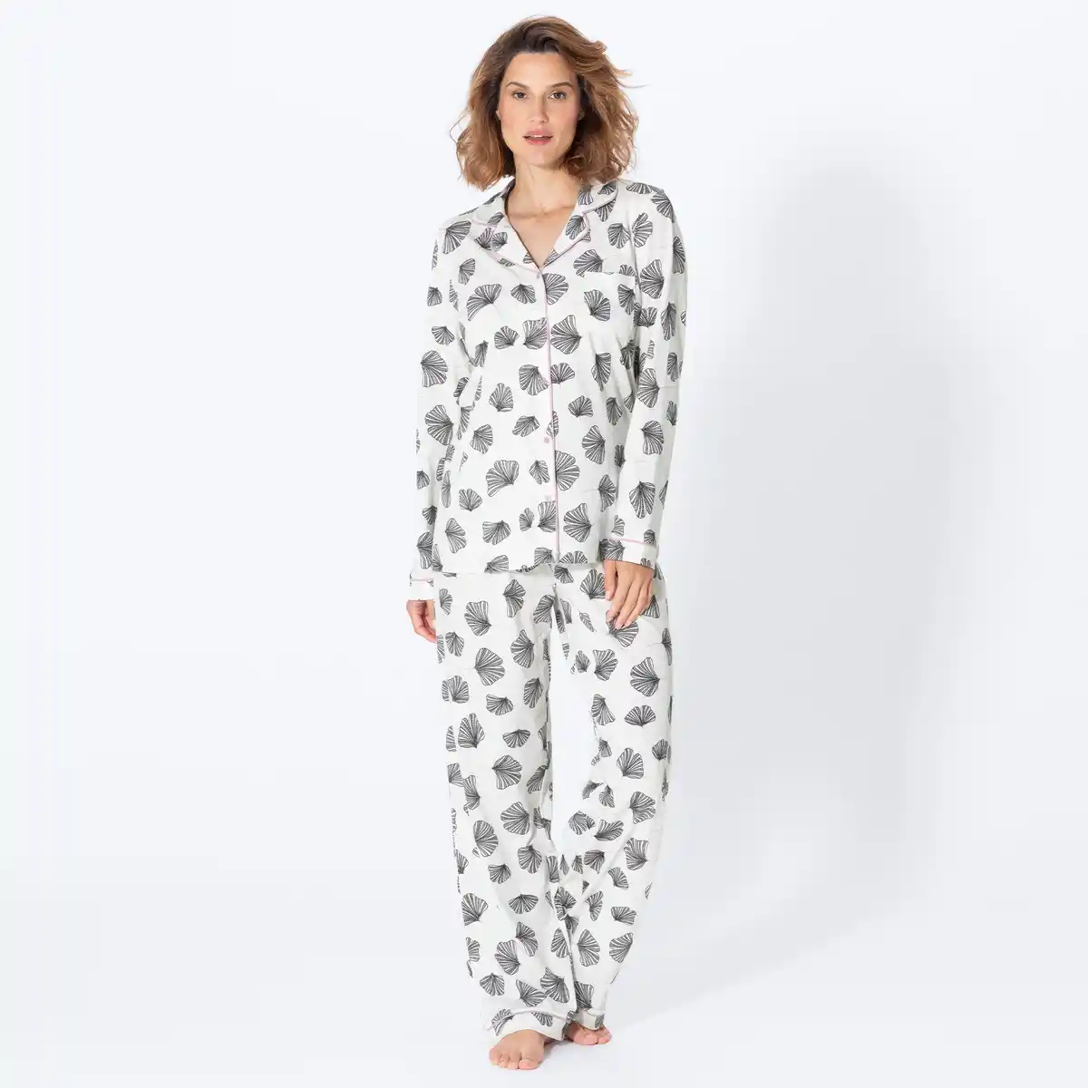 Bild 1 von Damen-Schlafanzug mit Ginkgo-Print, 2-teilig