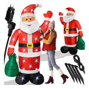 KESSER® Aufblasbarer Weihnachtsmann XXL LED beleuchtet inkl. Befestigungsmaterial Weihnachtsdekoration Weihnachtsdeko  Figur , geräuscharmes Gebläse,  Nikolaus Santa witterungsbeständig IP44