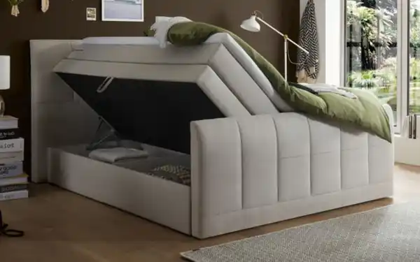 Bild 3 von Livin - Boxspringbett Girona, creme, 180 x 200 cm, mit Tonnentaschenfederkern-Matratzen