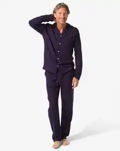 Herrenpyjama Flanell, gestreift dunkelrot