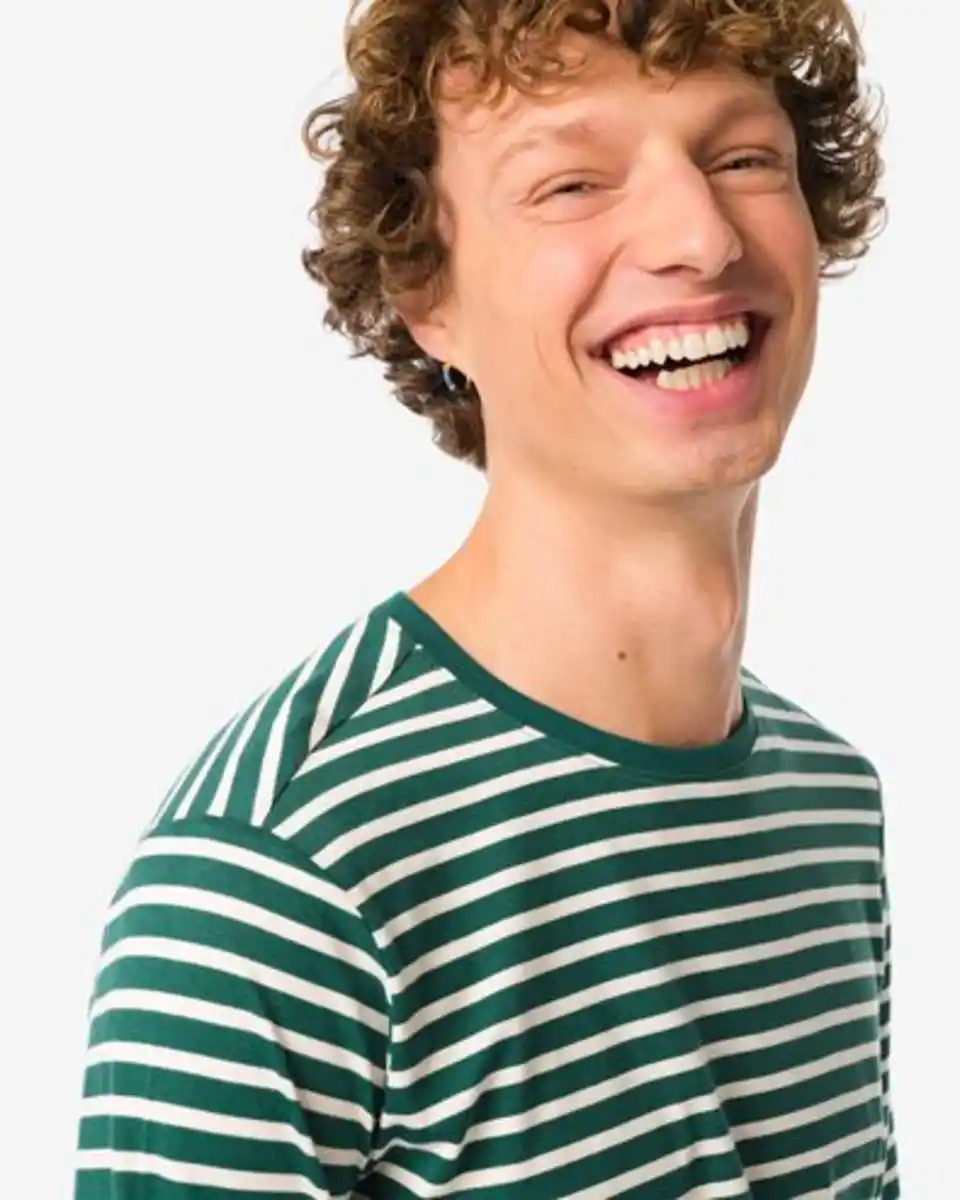 Bild 4 von Herrenpyjama, gestreift dunkelgrün