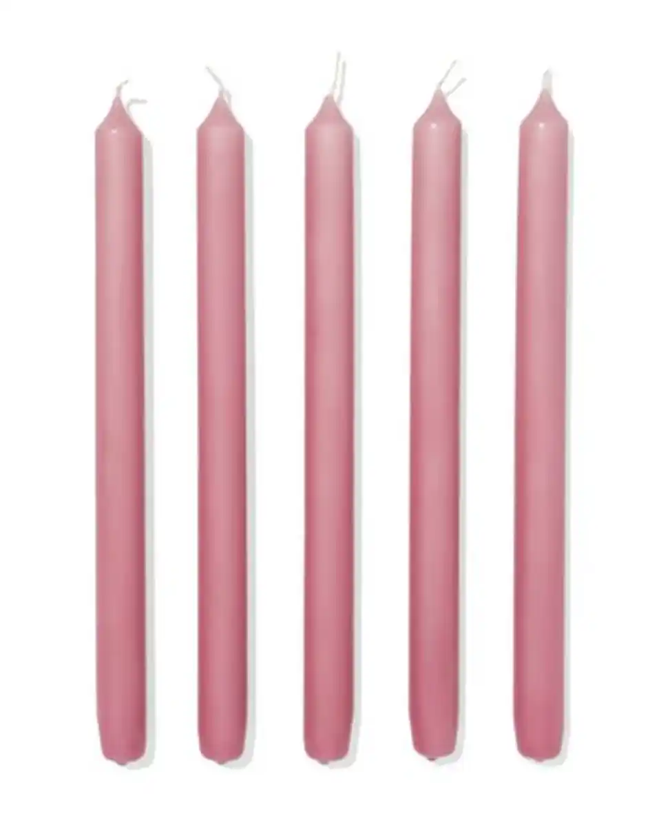 Bild 2 von Lange Haushaltskerze, Ø 2,2 × 29 cm, Altrosa – 12 Stück