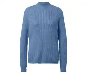 Grobstrickpullover mit Stehkragen, blau