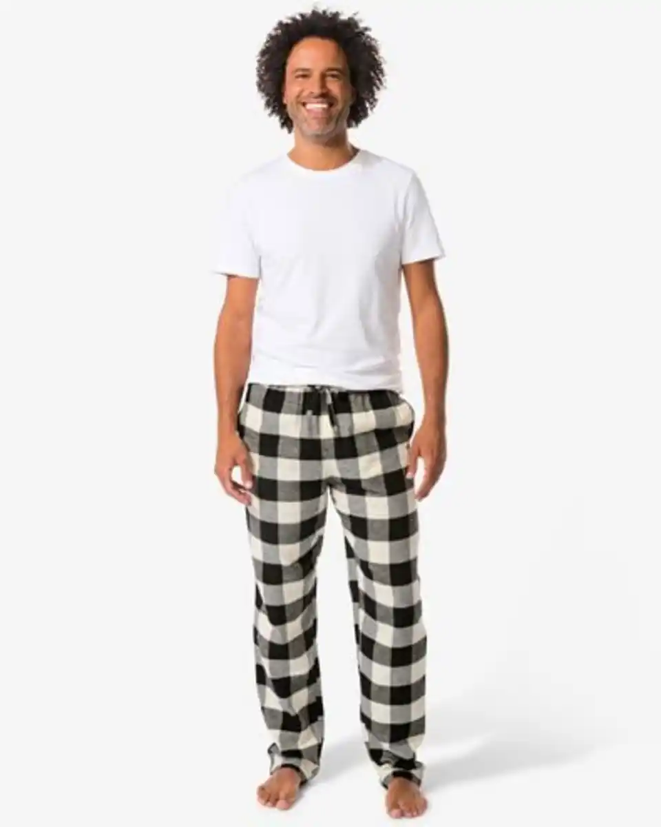 Bild 1 von Herren-Flanellpyjamahose kariert schwarz