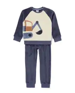 Kinderpyjama Fleece Auto dunkelblau