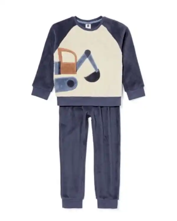 Bild 1 von Kinderpyjama Fleece Auto dunkelblau