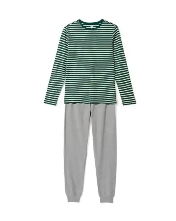 Bild 2 von Herrenpyjama, gestreift dunkelgrün