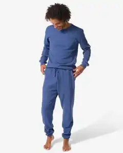 Herrenpyjama, Waffelstruktur blau
